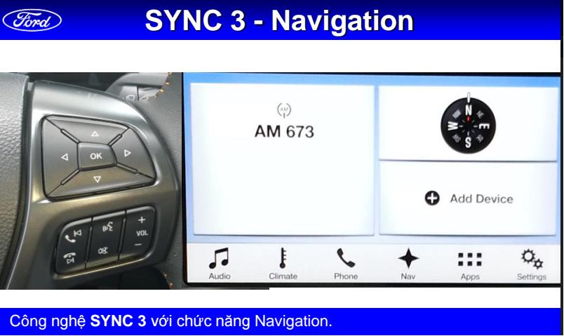 Sử dụng SYNC 3 với chức năng Navigation trên Ford Ranger Wildtrak